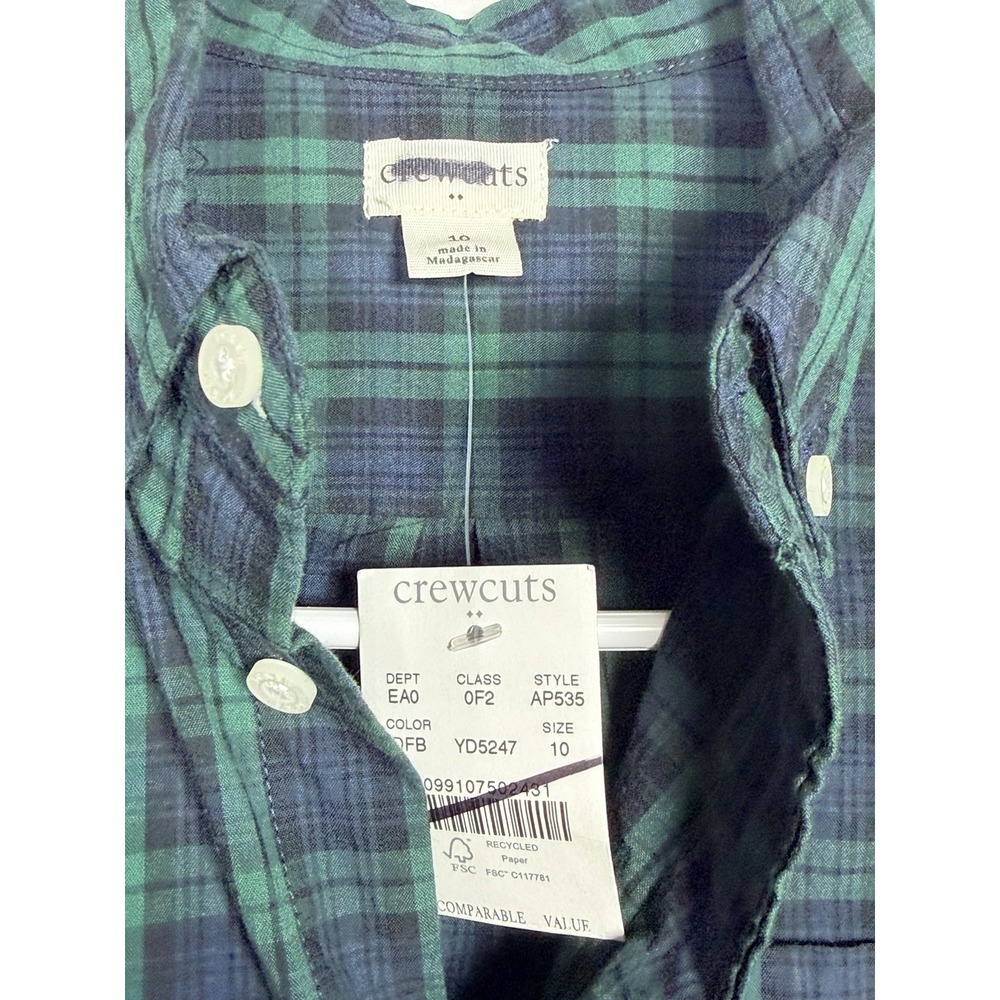 Crewcuts Boys Long Sleeve Flex Casual Shirt Black Watch Plaid Button Down 10 - Picture 6 of 9